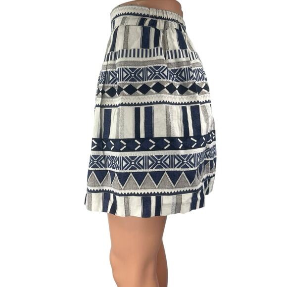 The Shew Women's Navy White Geometric Print Zipper Mini A-line Skirt Size S - Picture 2 of 4